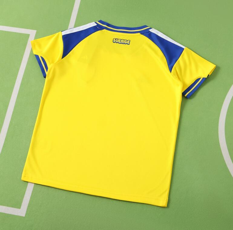 2026 World cup Sweden Home top thai best quality soccer Jersey kids kits sets