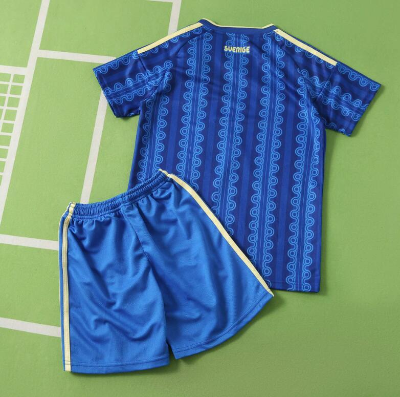 2026 World cup Sweden Away top thai best quality soccer Jersey kids kits sets