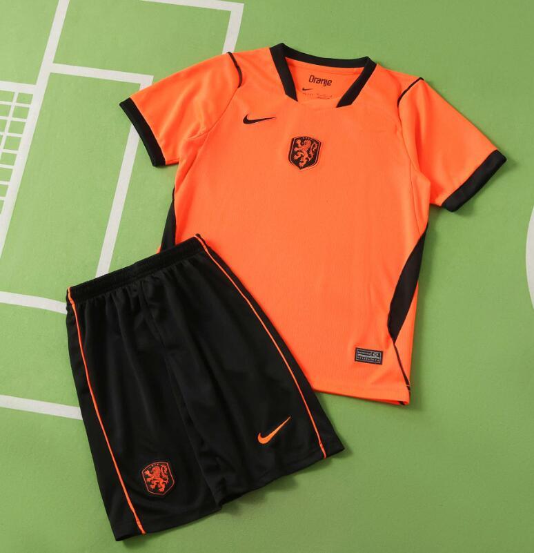 2026 World cup Netherlands Home top thai best quality soccer Jersey kids kits sets