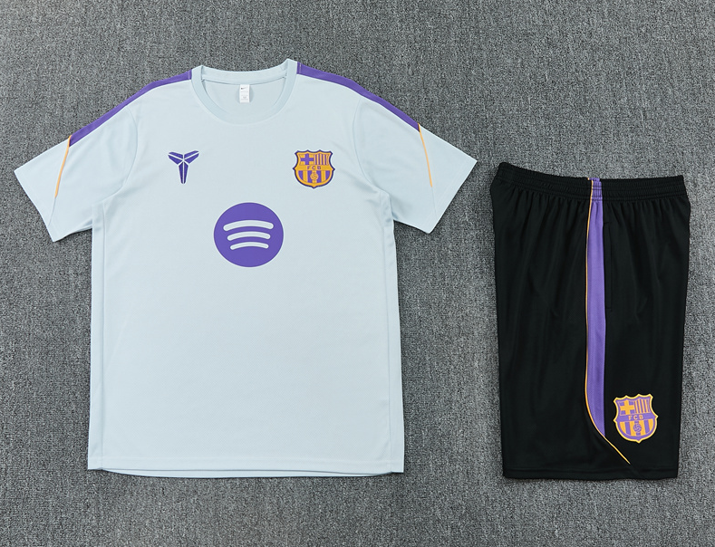 2026 2027 barcelona grey  adult  kids  tracksuit  training suit  short  sleeves set