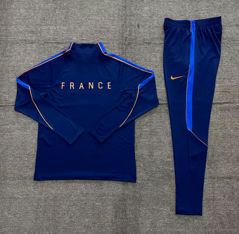 2026 World cup france adult  kids  tracksuit  training suit long sleeves blue