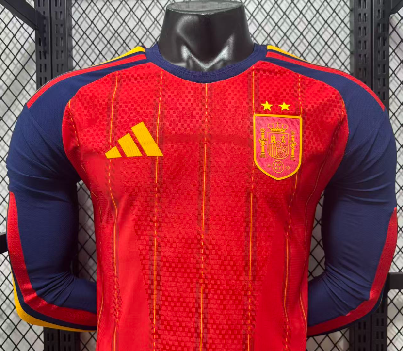 2026 world cup  TWO STARS  Spain Home  Jersey Player Version  Long sleeves