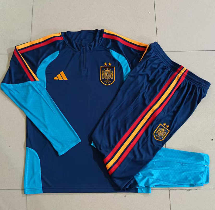 2026  World cup  Two-star  Spain adult  kids  tracksuit  training suit long sleeves B26092#