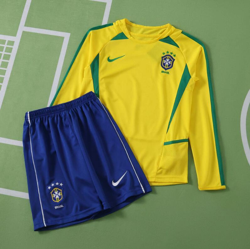 2002  Brazil home retro Long sleeves Kids kit