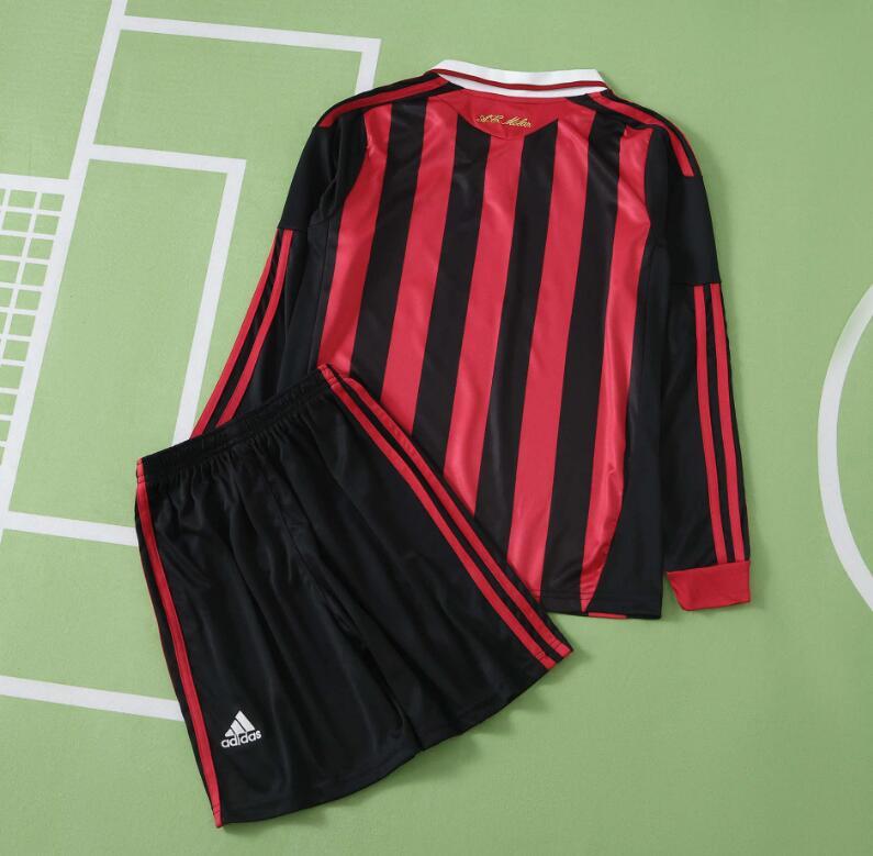 2009 2010 A.C. Milan home retro Long sleeves Kids kit