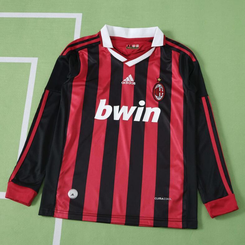 2009 2010 A.C. Milan home retro Long sleeves Kids kit