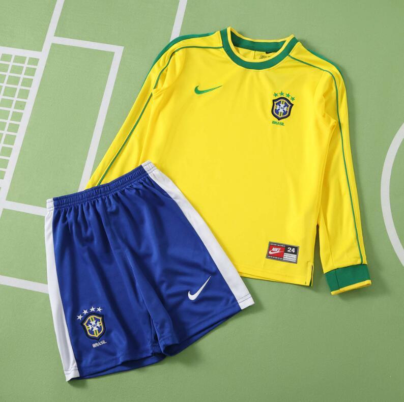 1998 Brazil  home retro Long sleeves Kids kit