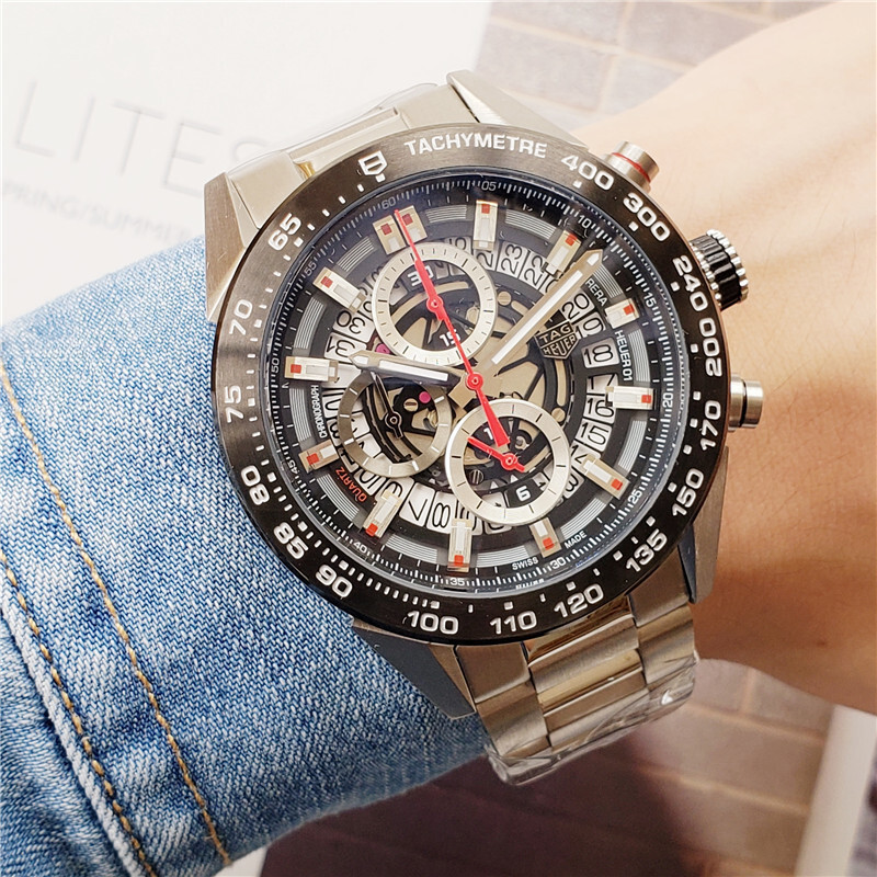 Men's Quartz Chronograph Watch 904L Stainless Steel 45mm -TAG36