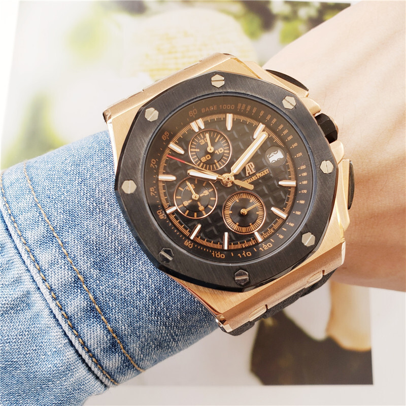 Men's Quartz Watch Chronograph 904L Stainless Steel 45mm-AP7