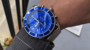 Men's Quartz Watch Chronograph 904L Stainless Steel 44mm-BR23