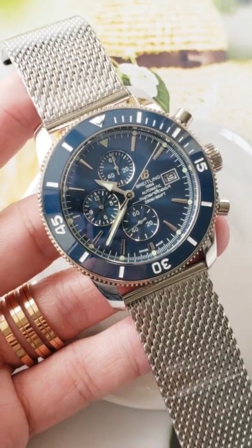 Men's Quartz Watch Chronograph 904L Stainless Steel 46mm-BR12