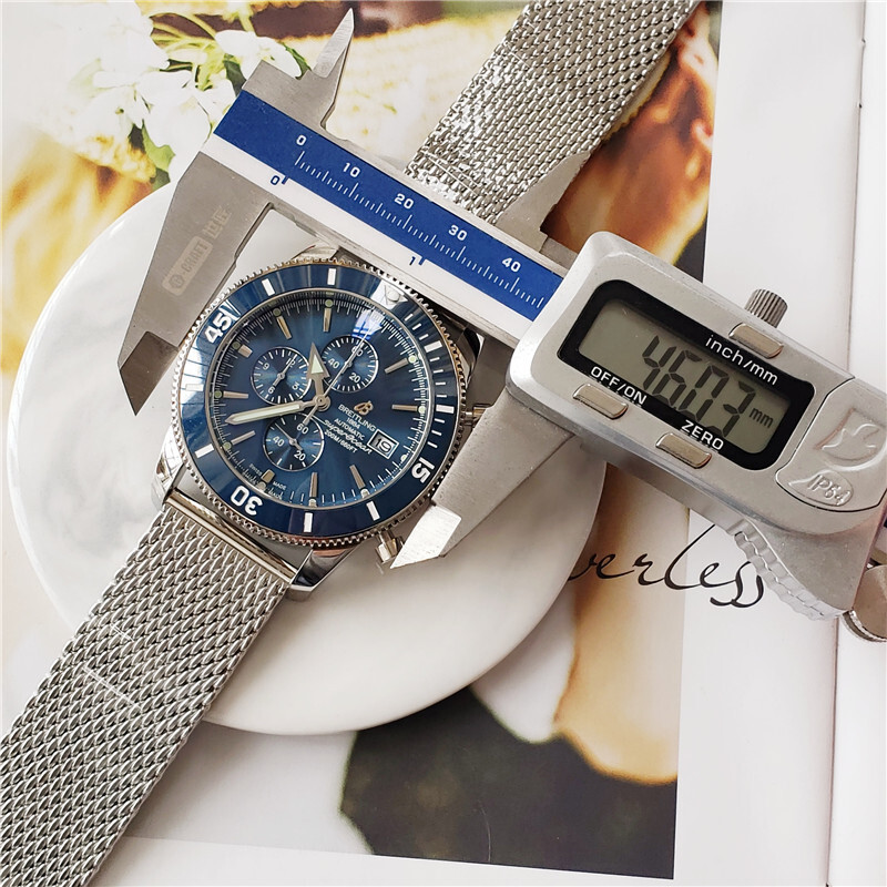 Men's Quartz Watch Chronograph 904L Stainless Steel 46mm-BR12