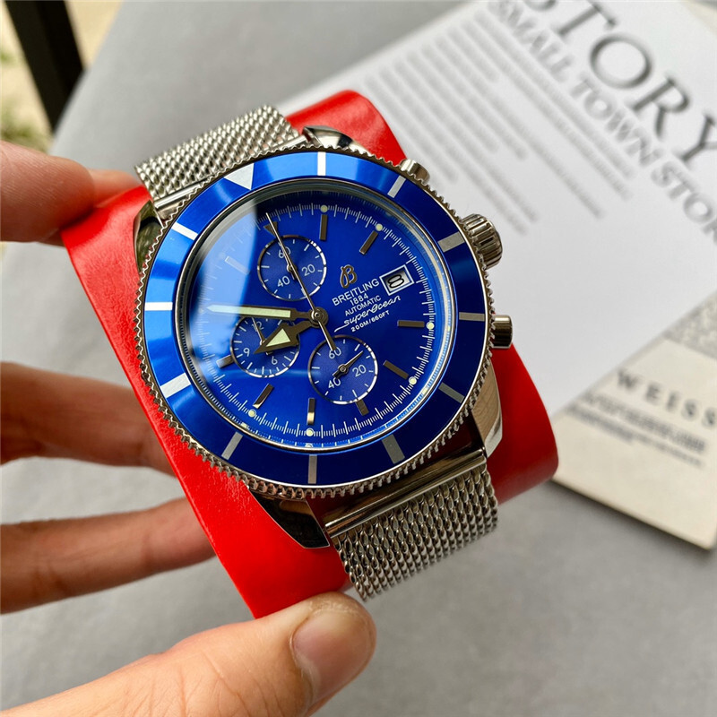 Men's Quartz Watch Chronograph 904L Stainless Steel 44mm-BR23