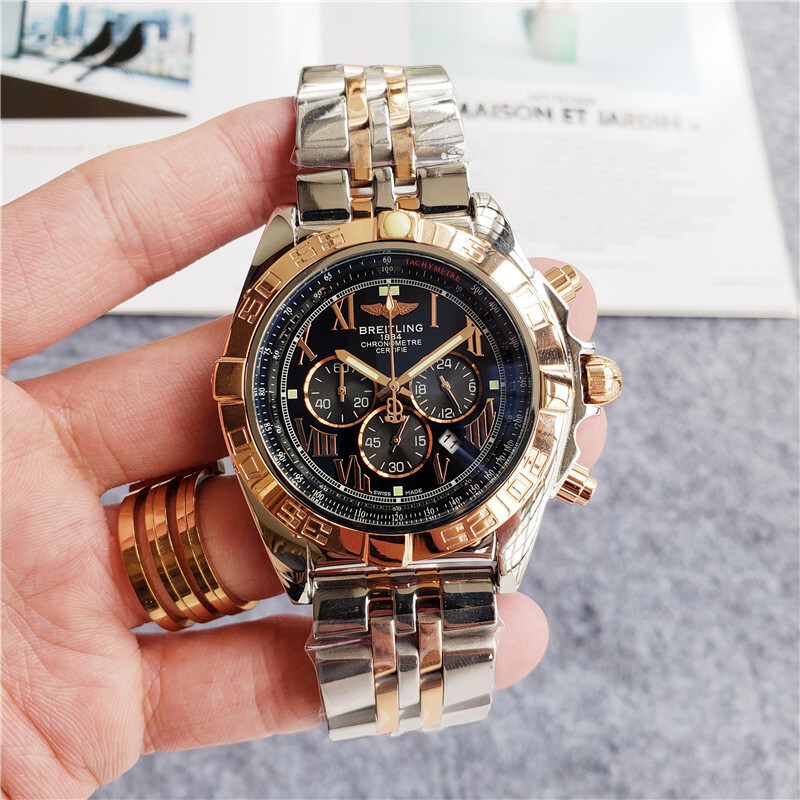 Men's Quartz Watch Chronograph 904L Stainless Steel 46mm-BR29