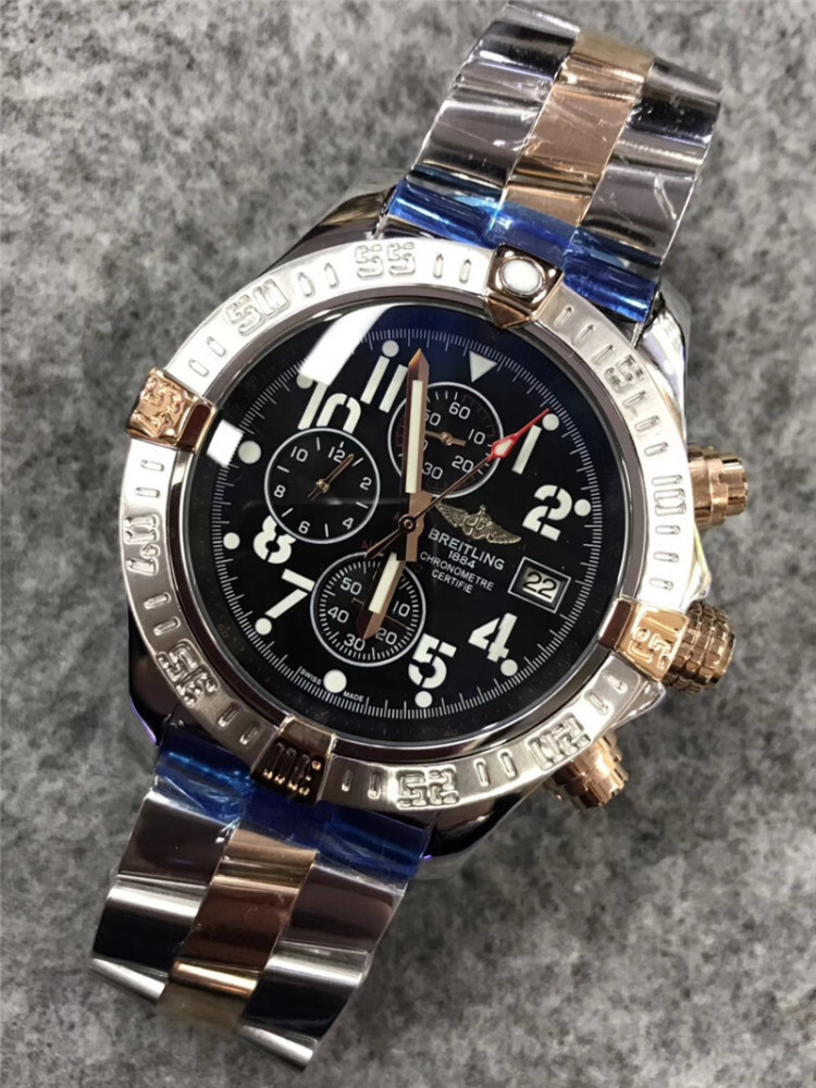Men's Quartz Watch Chronograph 904L Stainless Steel 43mm-BR3