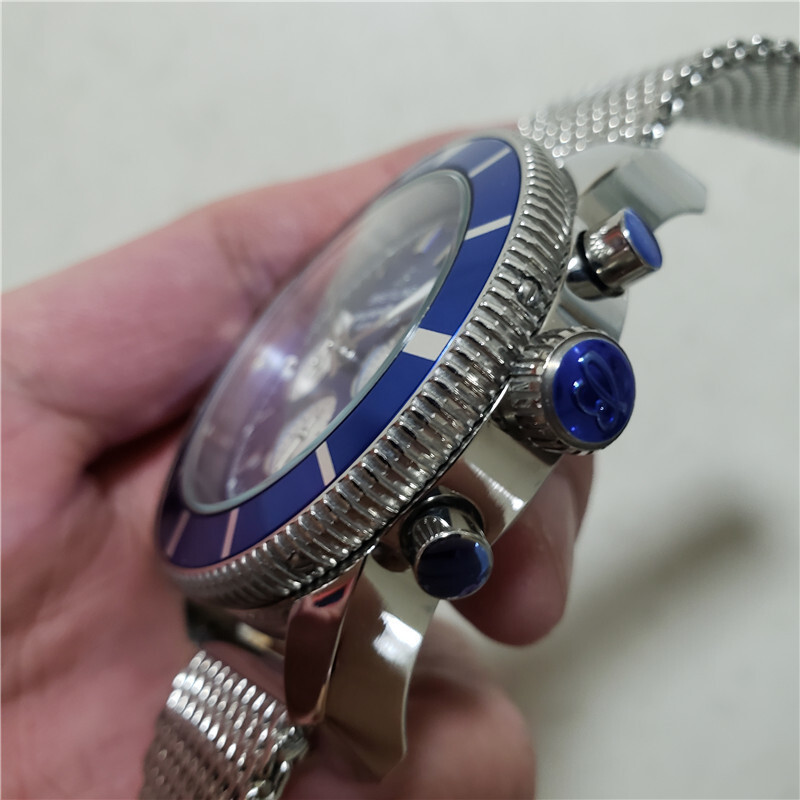 Men's Quartz Watch Chronograph 904L Stainless Steel 44mm-BR20