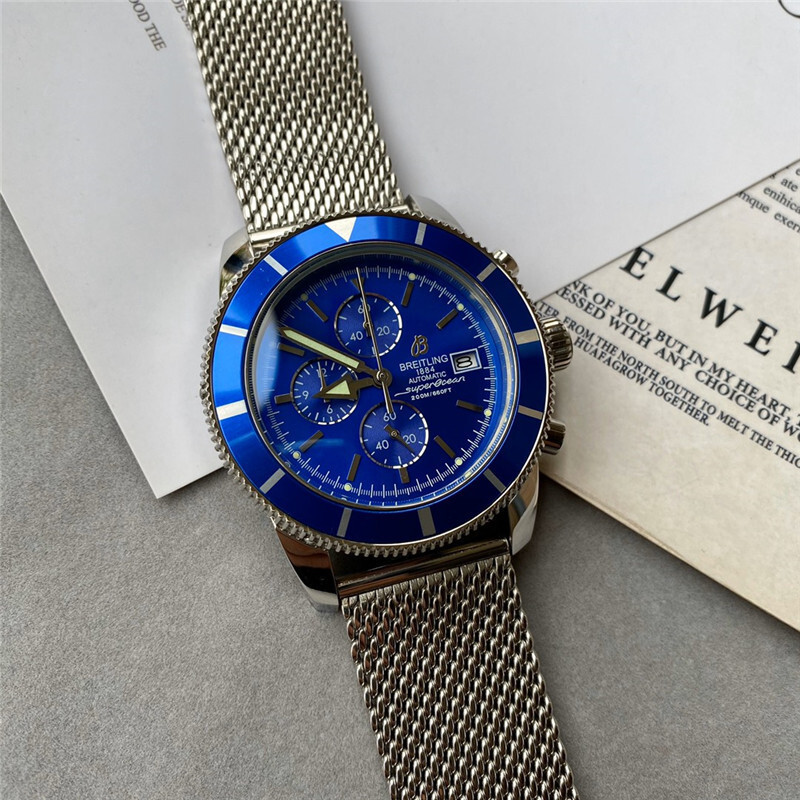 Men's Quartz Watch Chronograph 904L Stainless Steel 44mm-BR23