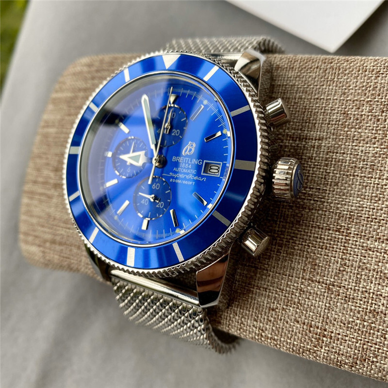 Men's Quartz Watch Chronograph 904L Stainless Steel 44mm-BR23