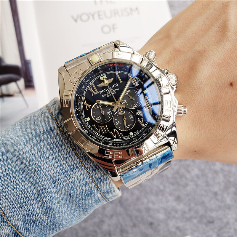 Men's Quartz Watch Chronograph 904L Stainless Steel 46mm-BR15