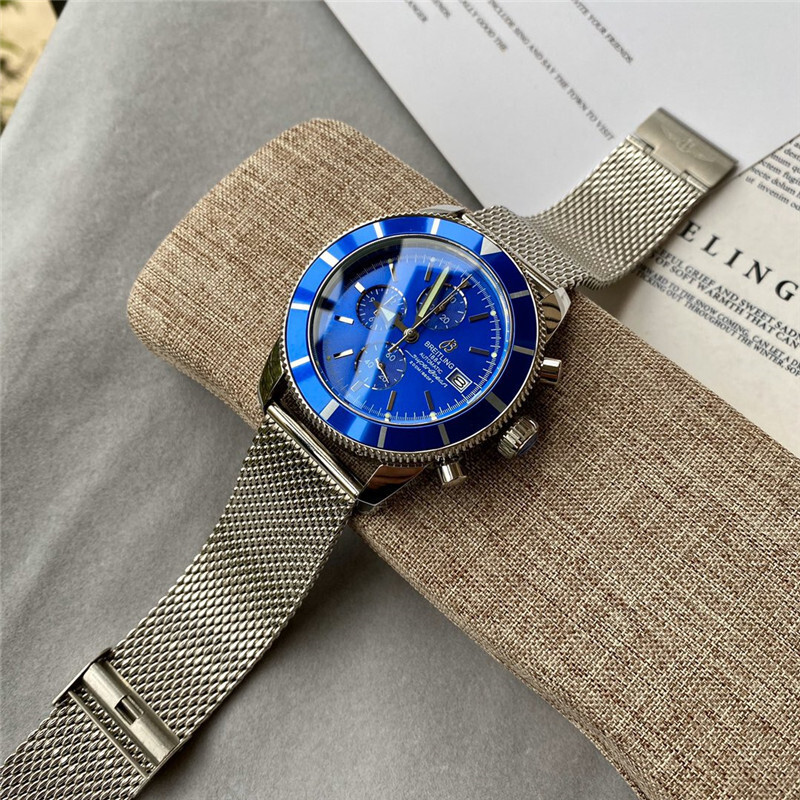 Men's Quartz Watch Chronograph 904L Stainless Steel 44mm-BR23