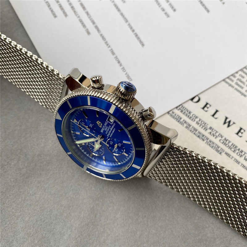 Men's Quartz Watch Chronograph 904L Stainless Steel 44mm-BR23