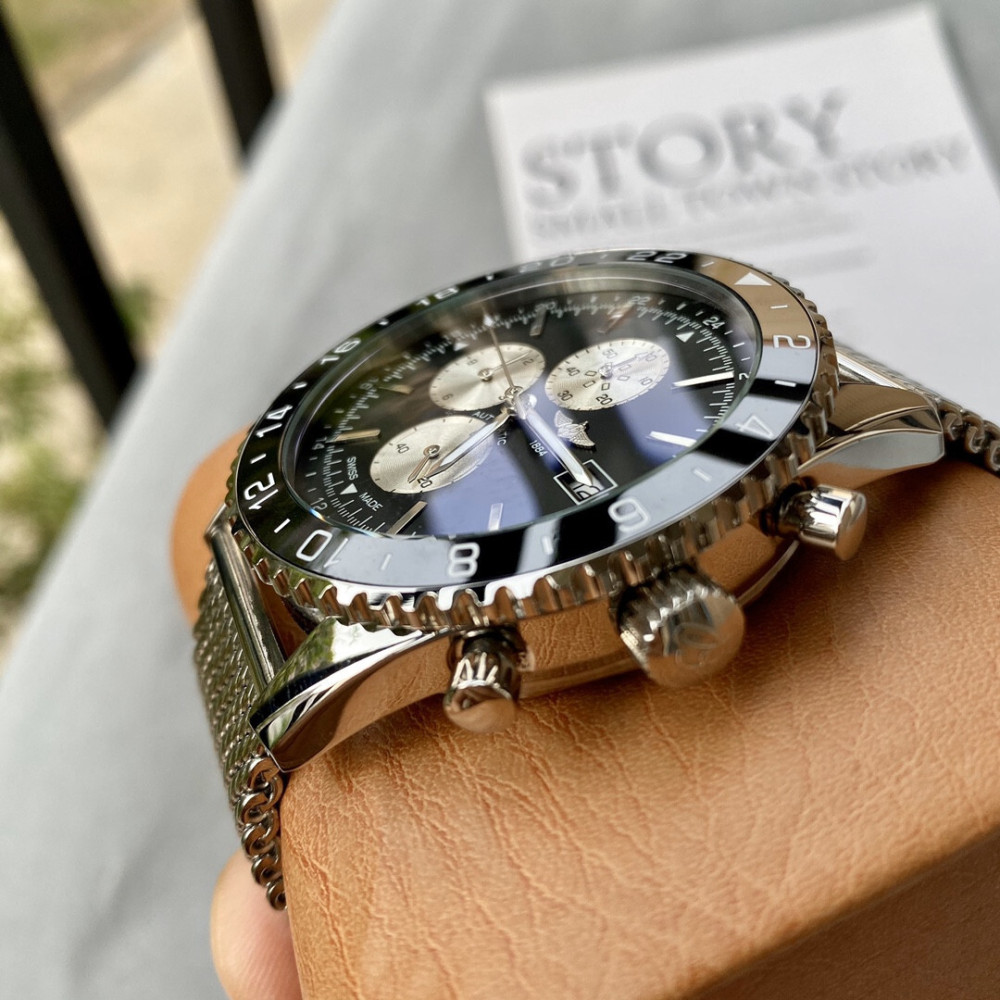 Men's Quartz Watch Chronograph 904L Stainless Steel 45mm-BR31