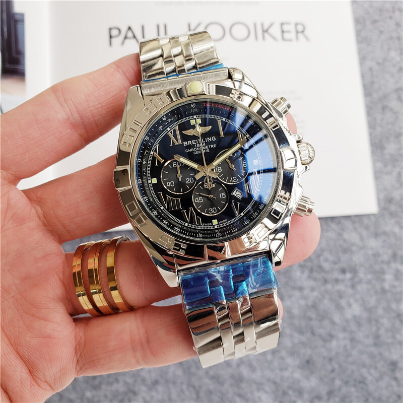 Men's Quartz Watch Chronograph 904L Stainless Steel 46mm-BR15