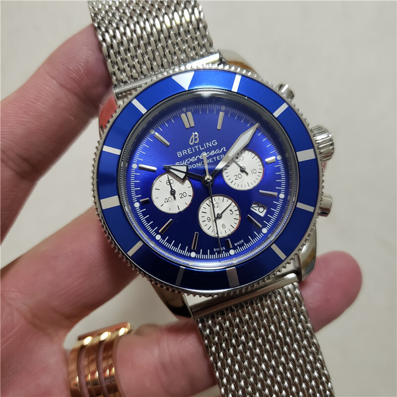 Men's Quartz Watch Chronograph 904L Stainless Steel 44mm-BR20