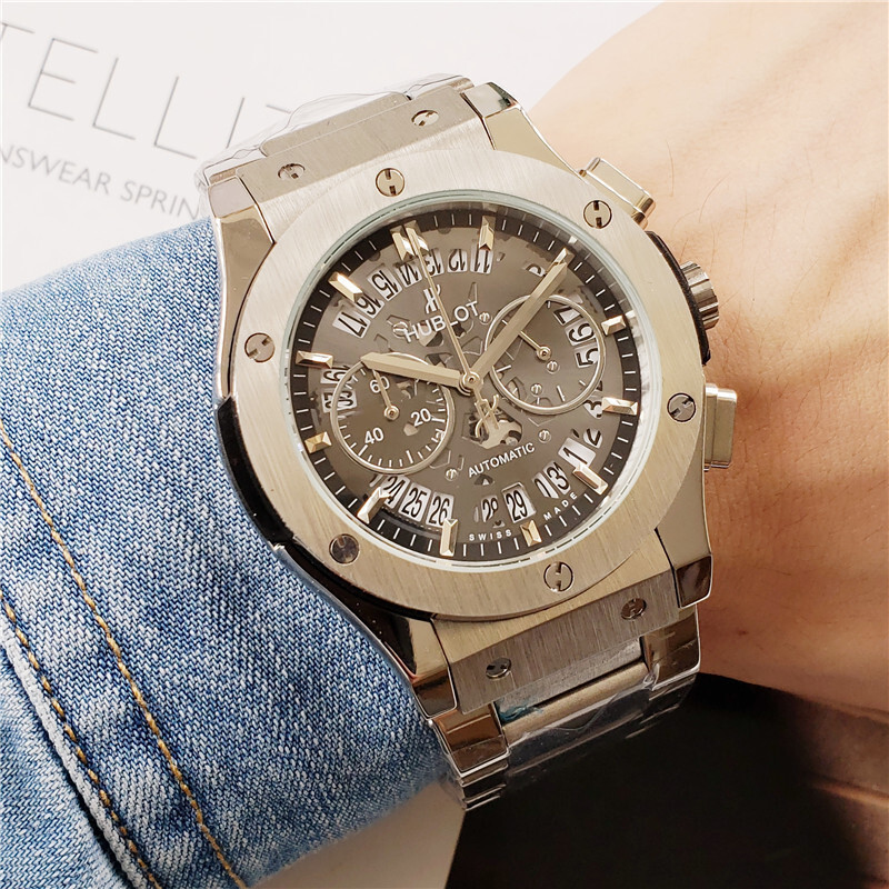 Men's Quartz Watch Chronograph 904L Stainless Steel 42mm-HB19