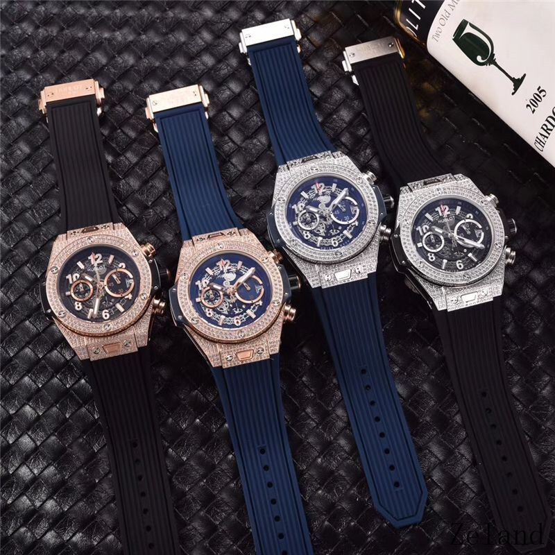 Men's Quartz Watch Chronograph 904L Stainless Steel 44mm-HB48