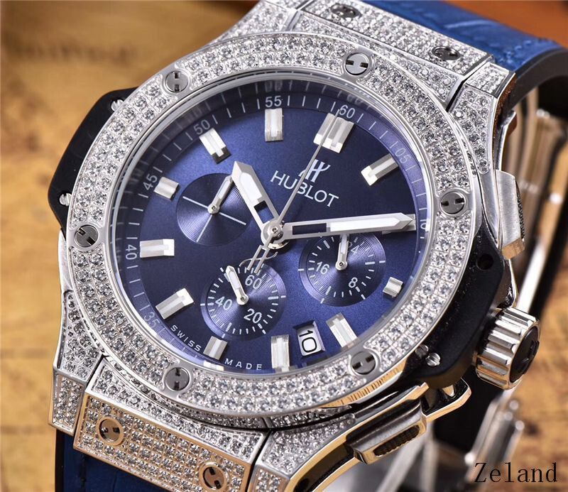 Men's Quartz Watch Chronograph 904L Stainless Steel 42mm-HB41