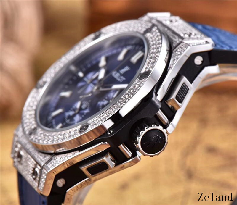 Men's Quartz Watch Chronograph 904L Stainless Steel 42mm-HB41