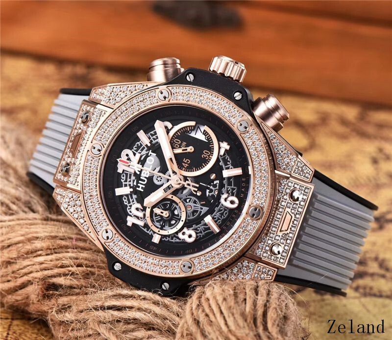 Men's Quartz Watch Chronograph 904L Stainless Steel 42mm-HB37