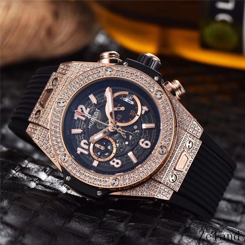 Men's Quartz Watch Chronograph 904L Stainless Steel 44mm-HB48