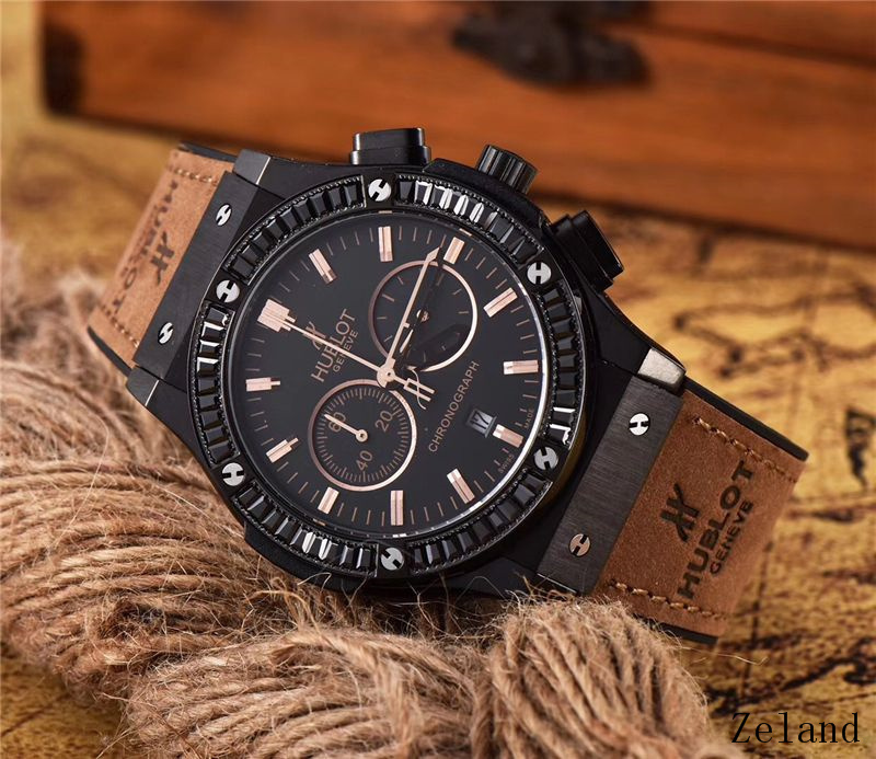 Men's Quartz Watch Chronograph 904L Stainless Steel 45mm-HB50