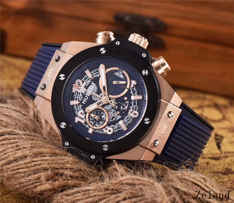 Men's Quartz Watch Chronograph 904L Stainless Steel 45mm-HB51