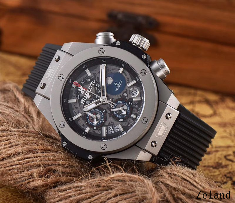 Men's Quartz Watch Chronograph 904L Stainless Steel 45mm-HB51