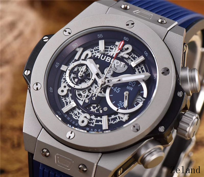 Men's Quartz Watch Chronograph 904L Stainless Steel 45mm-HB51