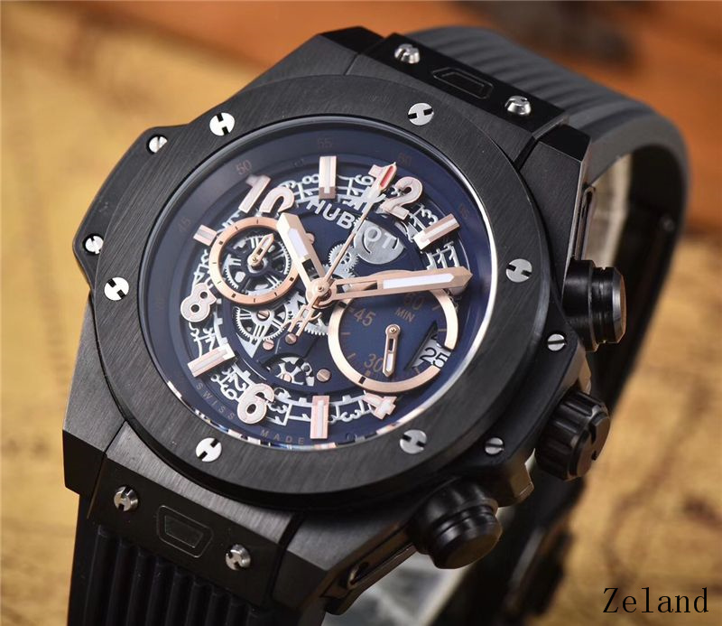 Men's Quartz Watch Chronograph 904L Stainless Steel 45mm-HB53