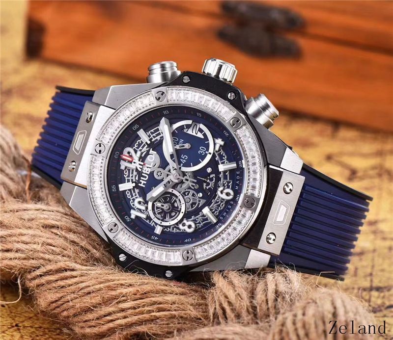 Men's Quartz Watch Chronograph 904L Stainless Steel 45mm-HB57