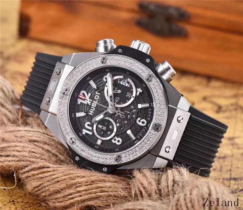 Men's Quartz Watch Chronograph 904L Stainless Steel 45mm-HB57