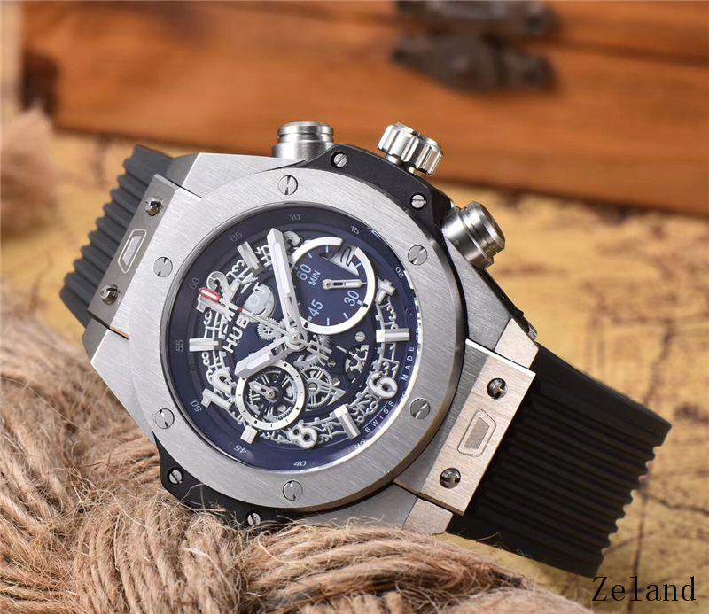 Men's Quartz Watch Chronograph 904L Stainless Steel 45mm-HB53