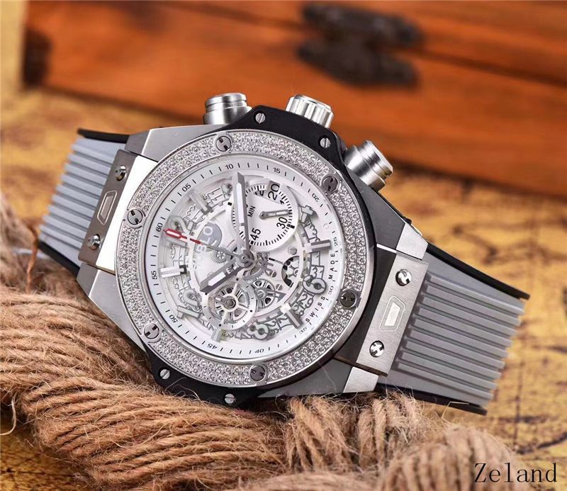 Men's Quartz Watch Chronograph 904L Stainless Steel 45mm-HB57