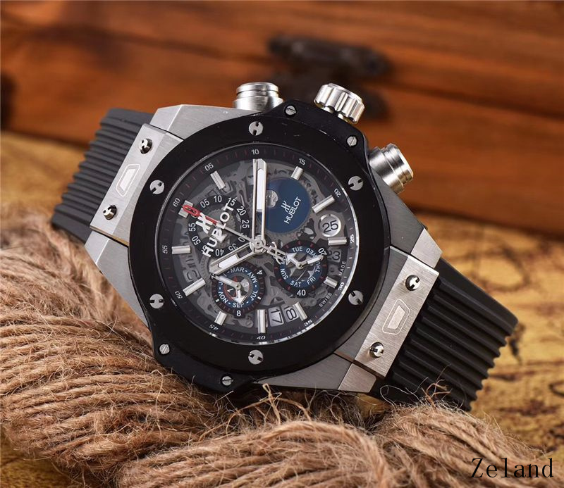 Men's Quartz Watch Chronograph 904L Stainless Steel 45mm-HB51