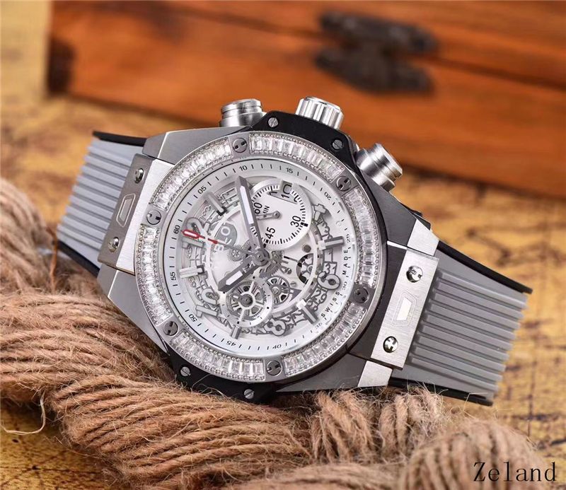 Men's Quartz Watch Chronograph 904L Stainless Steel 45mm-HB57