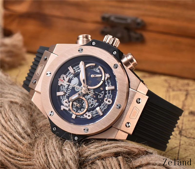 Men's Quartz Watch Chronograph 904L Stainless Steel 45mm-HB53