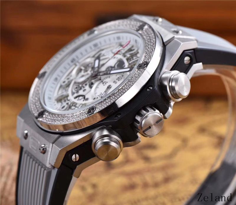 Men's Quartz Watch Chronograph 904L Stainless Steel 45mm-HB57