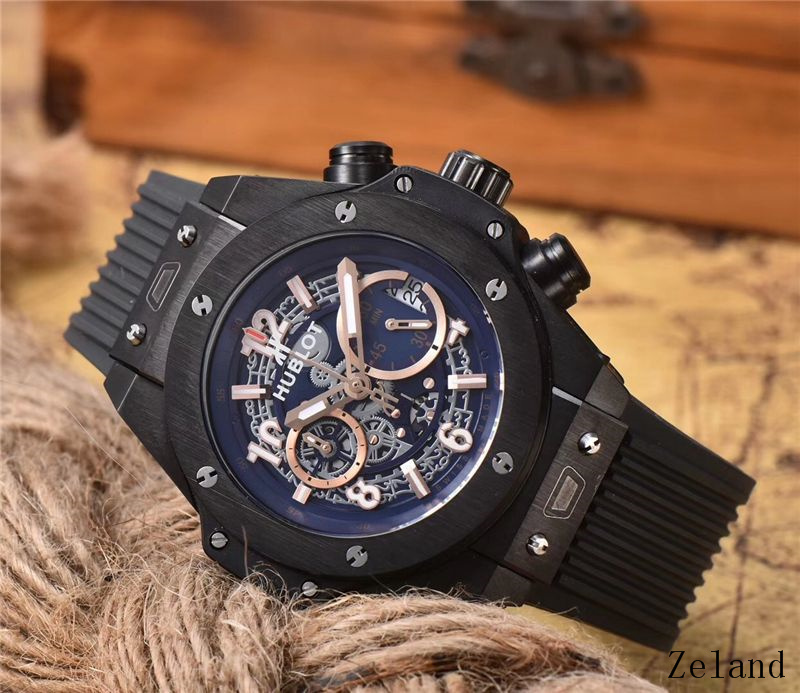 Men's Quartz Watch Chronograph 904L Stainless Steel 45mm-HB53