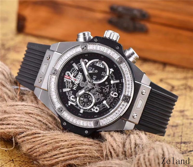Men's Quartz Watch Chronograph 904L Stainless Steel 45mm-HB57