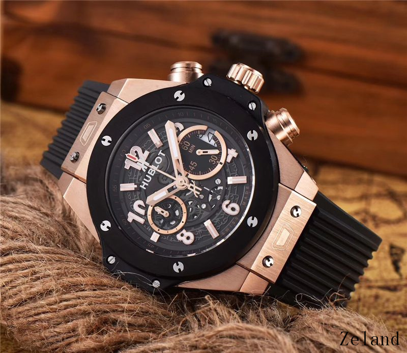 Men's Quartz Watch Chronograph 904L Stainless Steel 45mm-HB51